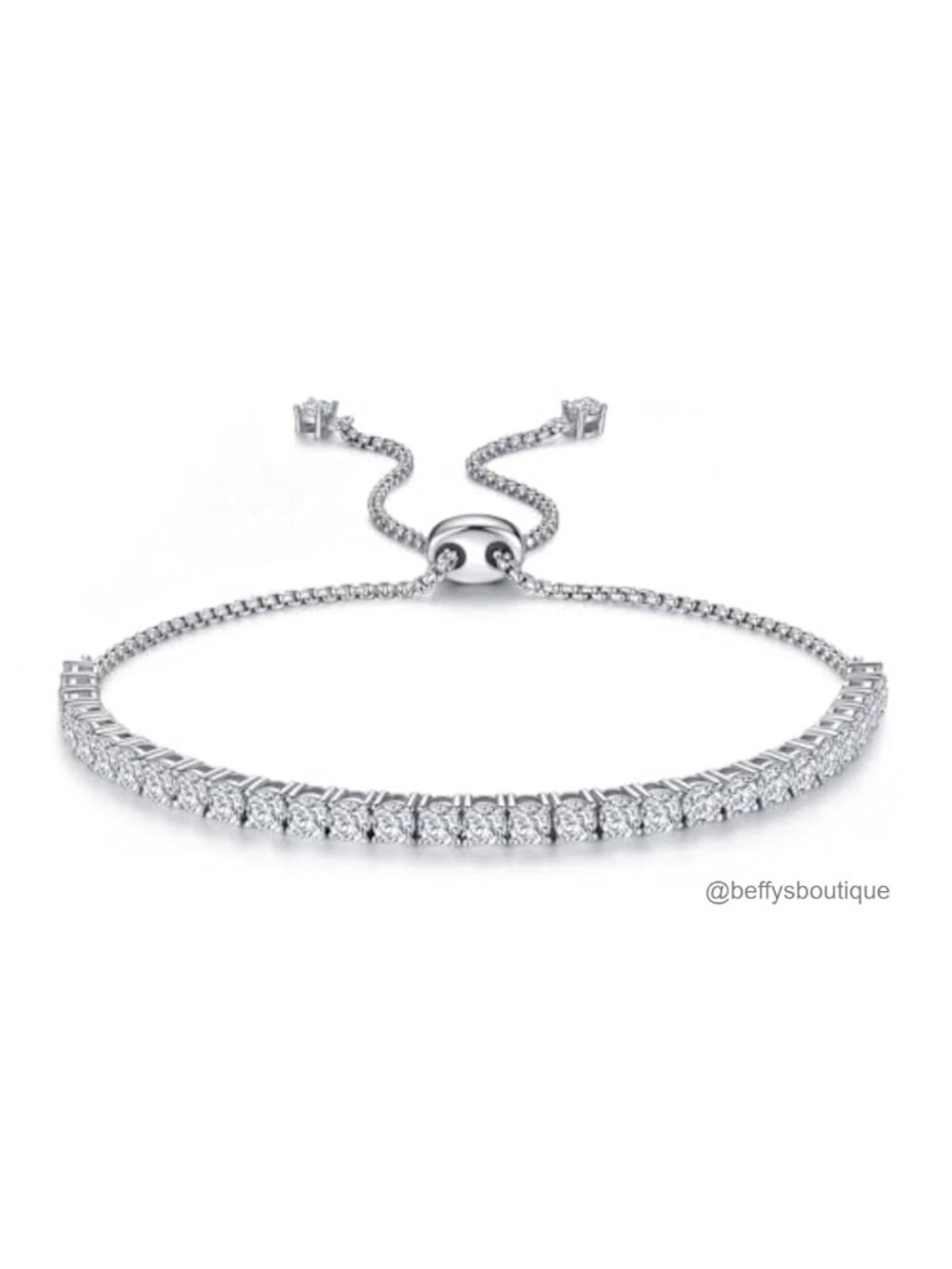 Sterling Silver Moissanite Tennis Bracelet Adjustable 18K White Gold Plated